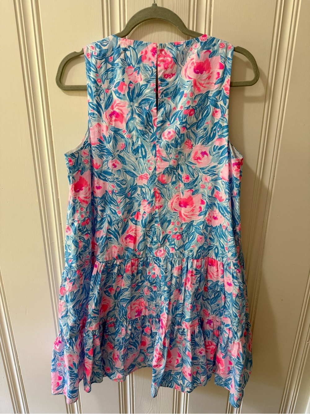 Lilly Pulitzer Trina Dress Bondi Blue My Little Peony Floral Tiered Shift M - Picture 5 of 8